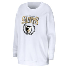 New Orleans Saints WEAR by Erin Andrews Women's Oversized Pullover Sweatshirt - White for sale