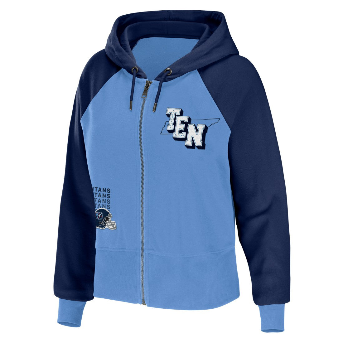 Tennessee Titans WEAR by Erin Andrews Women's Colorblock Lightweight Full-Zip Hoodie - Light Blue online