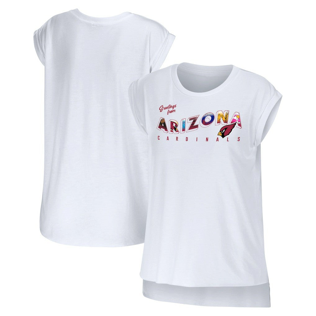 Arizona Cardinals WEAR by Erin Andrews Women's Greetings From Muscle T-Shirt - White discount