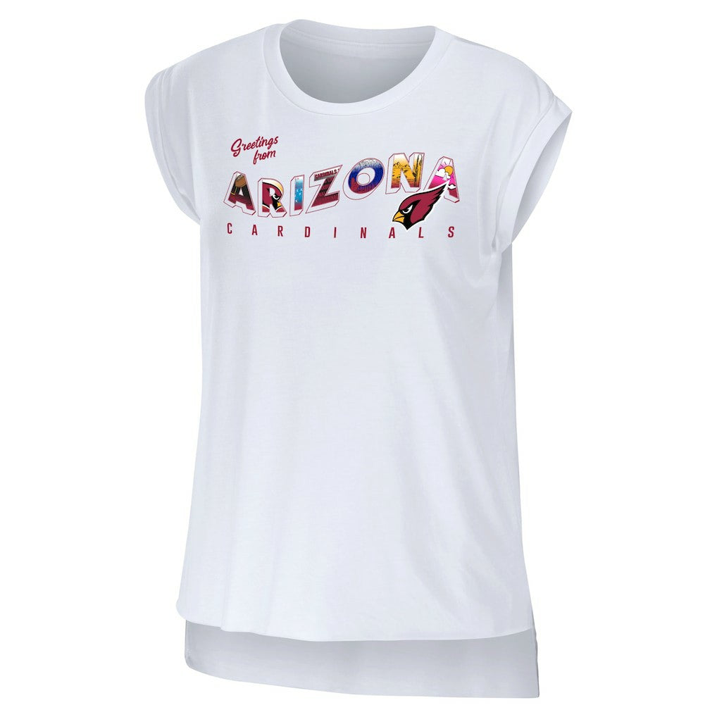 Arizona Cardinals WEAR by Erin Andrews Women's Greetings From Muscle T-Shirt - White discount