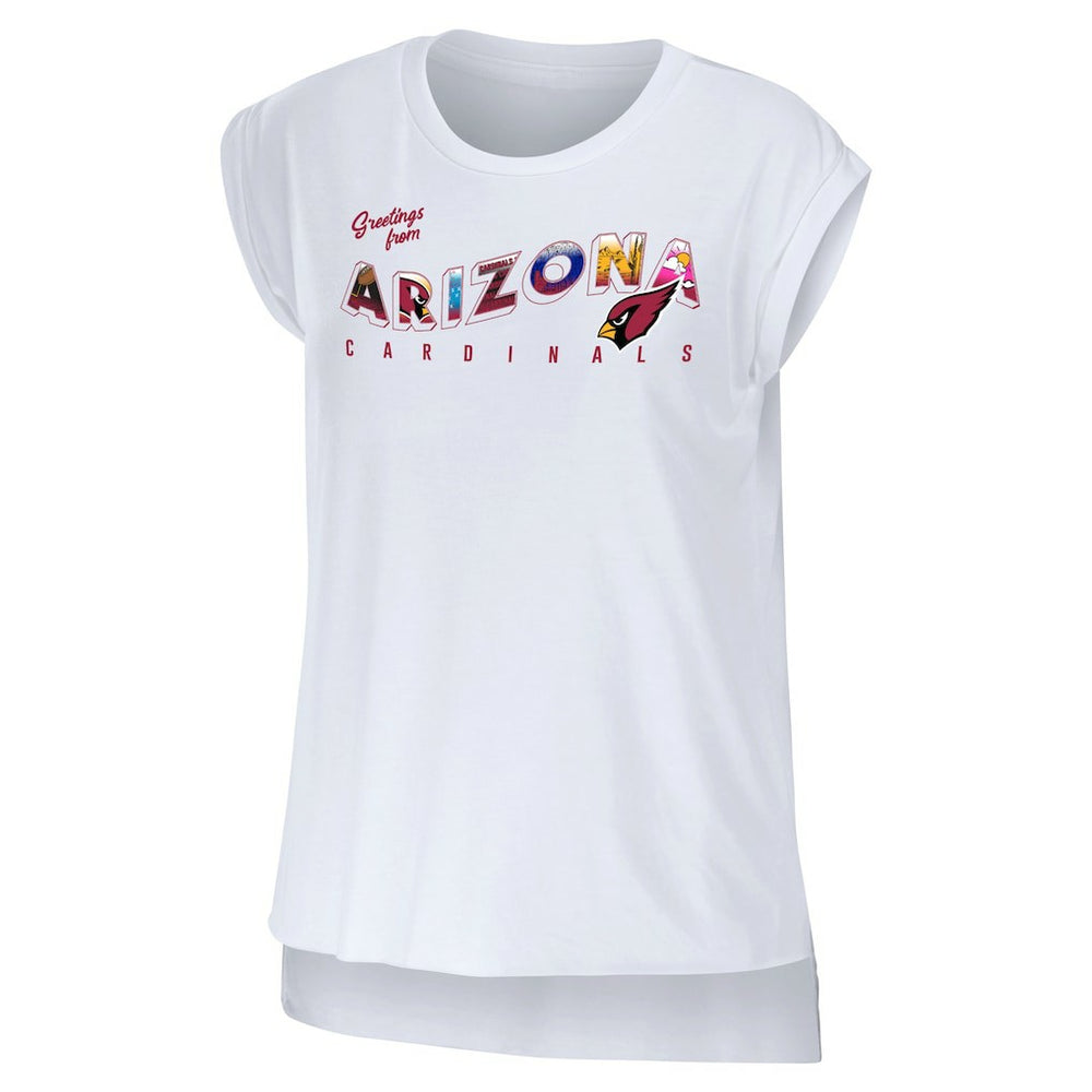 Arizona Cardinals WEAR by Erin Andrews Women's Greetings From Muscle T-Shirt - White discount