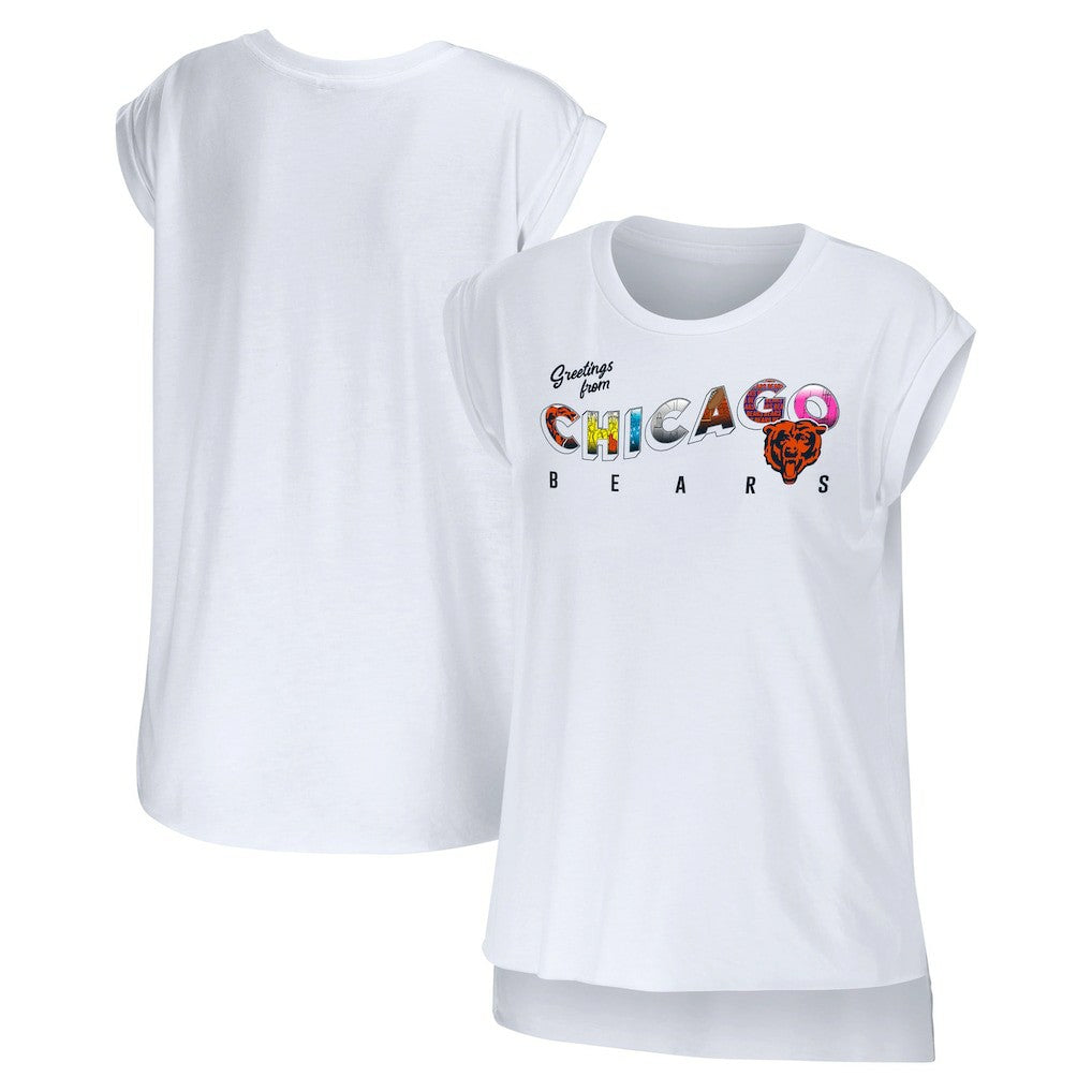 Chicago Bears WEAR by Erin Andrews Women's Greetings From Muscle T-Shirt - White discount