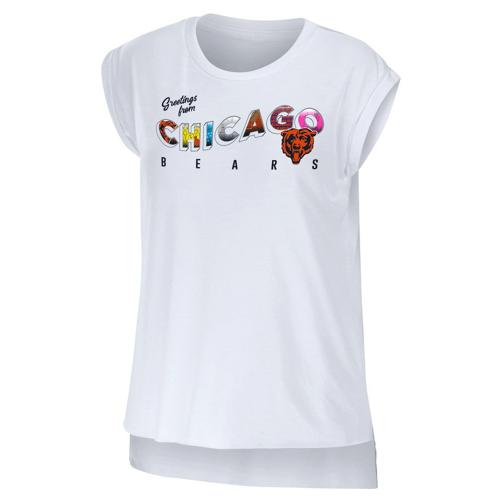 Chicago Bears WEAR by Erin Andrews Women's Greetings From Muscle T-Shirt - White discount