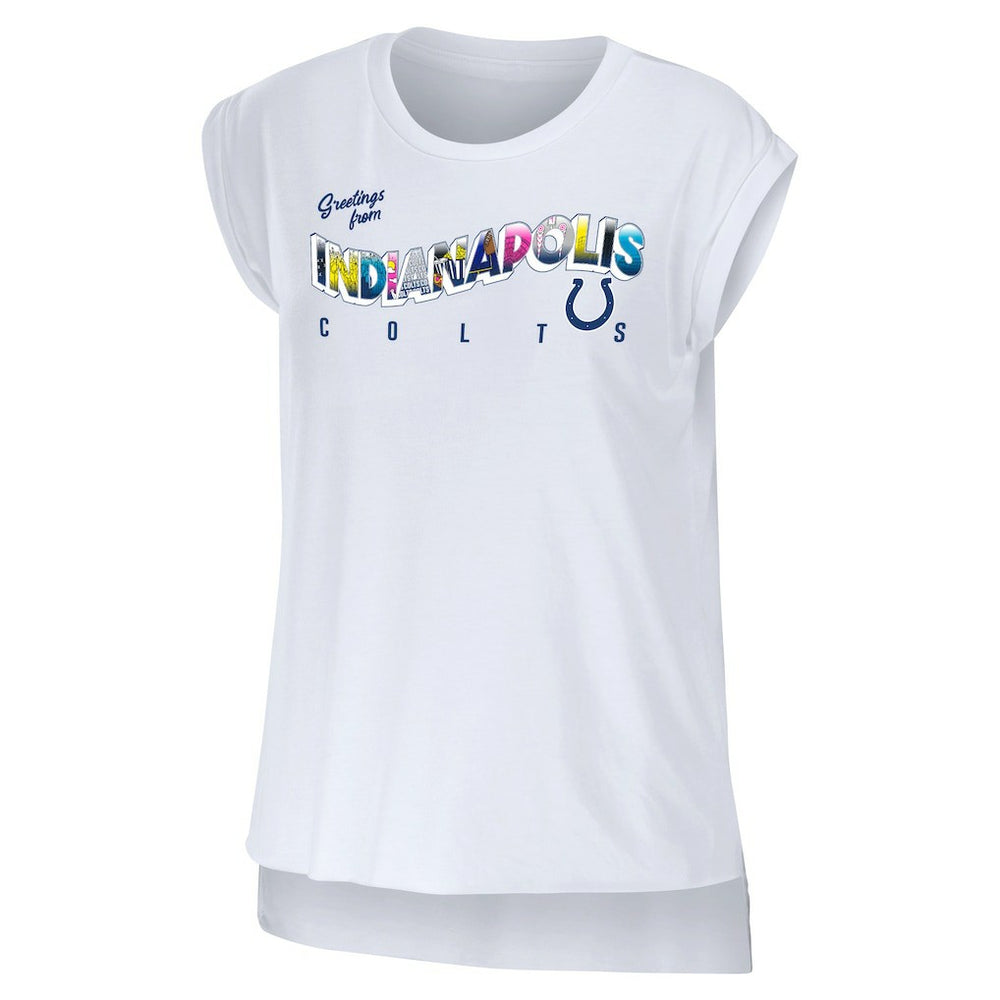 Indianapolis Colts WEAR by Erin Andrews Women's Greetings From Muscle T-Shirt - White cheap