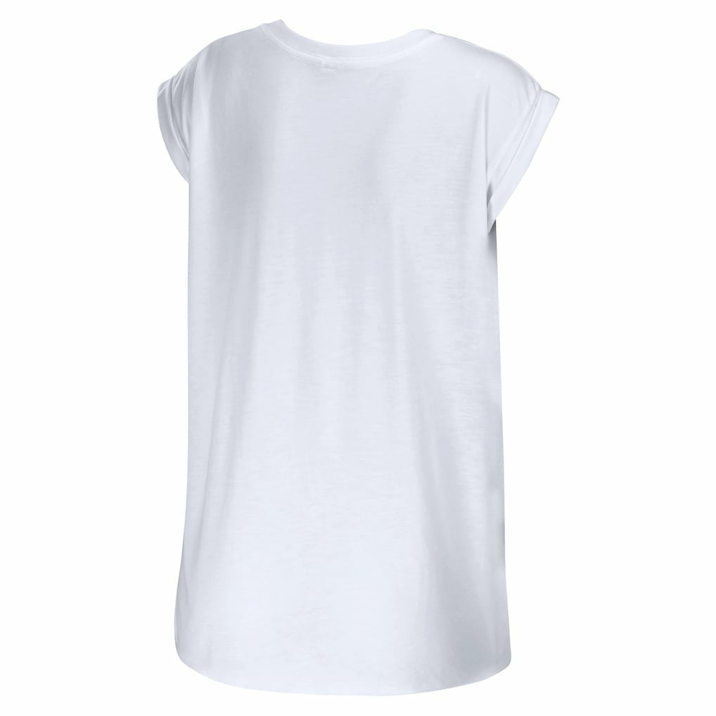 Las Vegas Raiders WEAR by Erin Andrews Women's Greetings From Muscle T-Shirt - White for sale