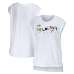 Pittsburgh Steelers WEAR by Erin Andrews Women's Greetings From Muscle T-Shirt - White for sale