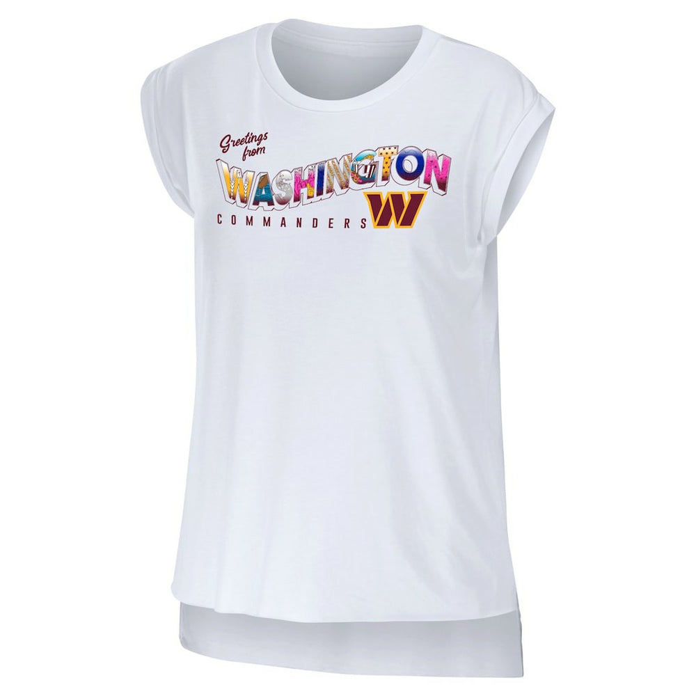 Washington Commanders WEAR by Erin Andrews Women's Greetings From Muscle T-Shirt - White online