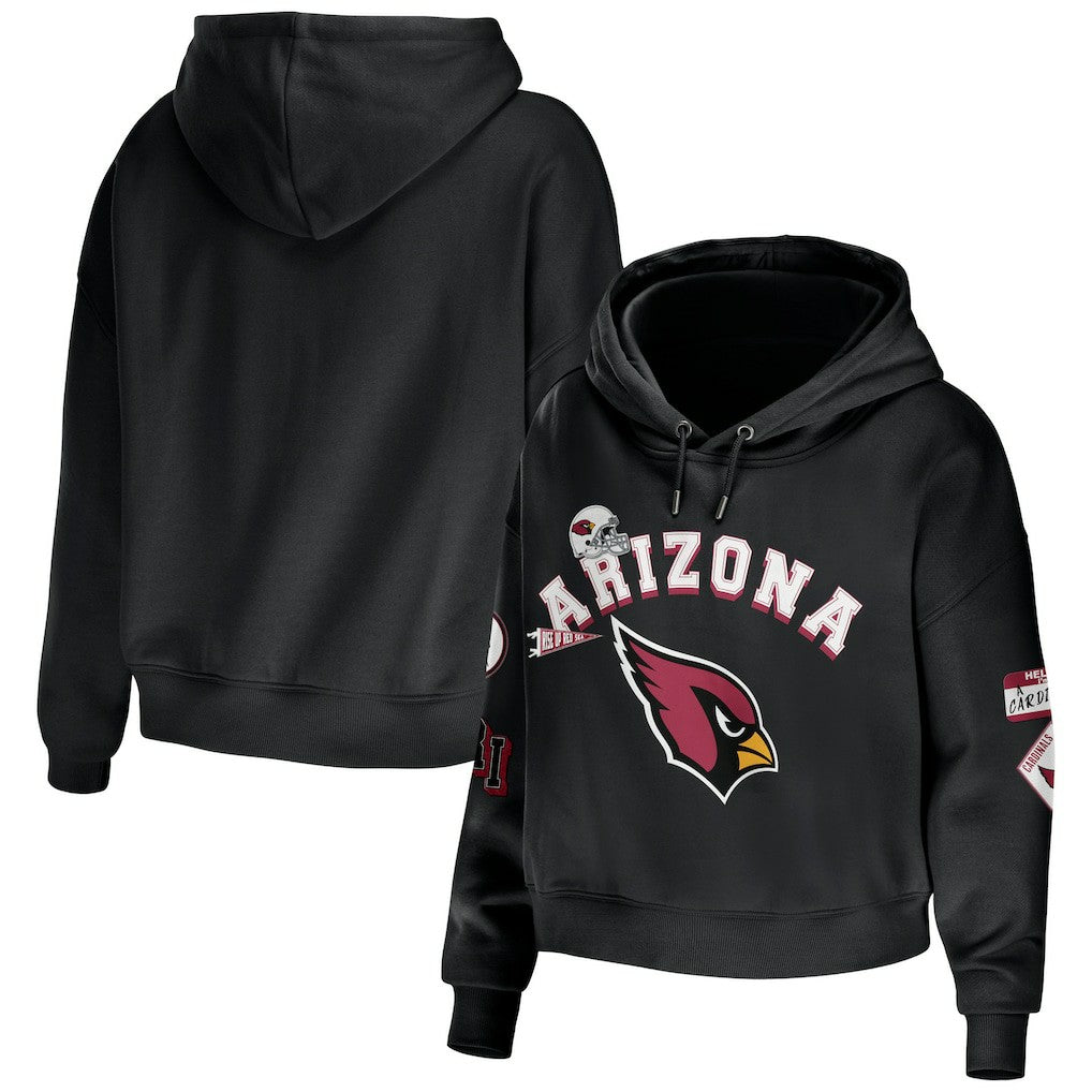 Arizona Cardinals WEAR by Erin Andrews Women's Modest Cropped Pullover Hoodie - Black sale