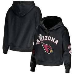 Arizona Cardinals WEAR by Erin Andrews Women's Modest Cropped Pullover Hoodie - Black sale