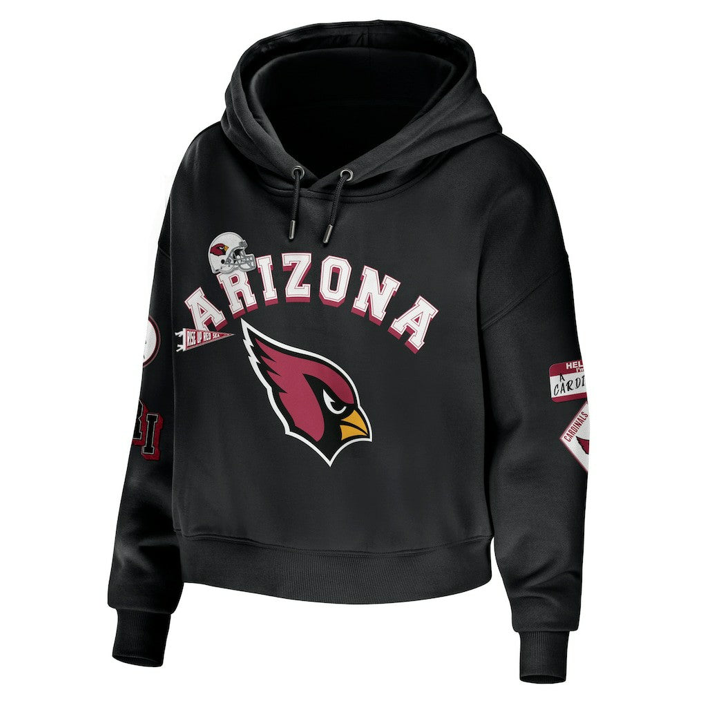Arizona Cardinals WEAR by Erin Andrews Women's Modest Cropped Pullover Hoodie - Black sale