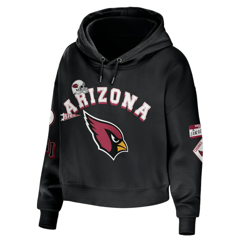 Arizona Cardinals WEAR by Erin Andrews Women's Modest Cropped Pullover Hoodie - Black sale