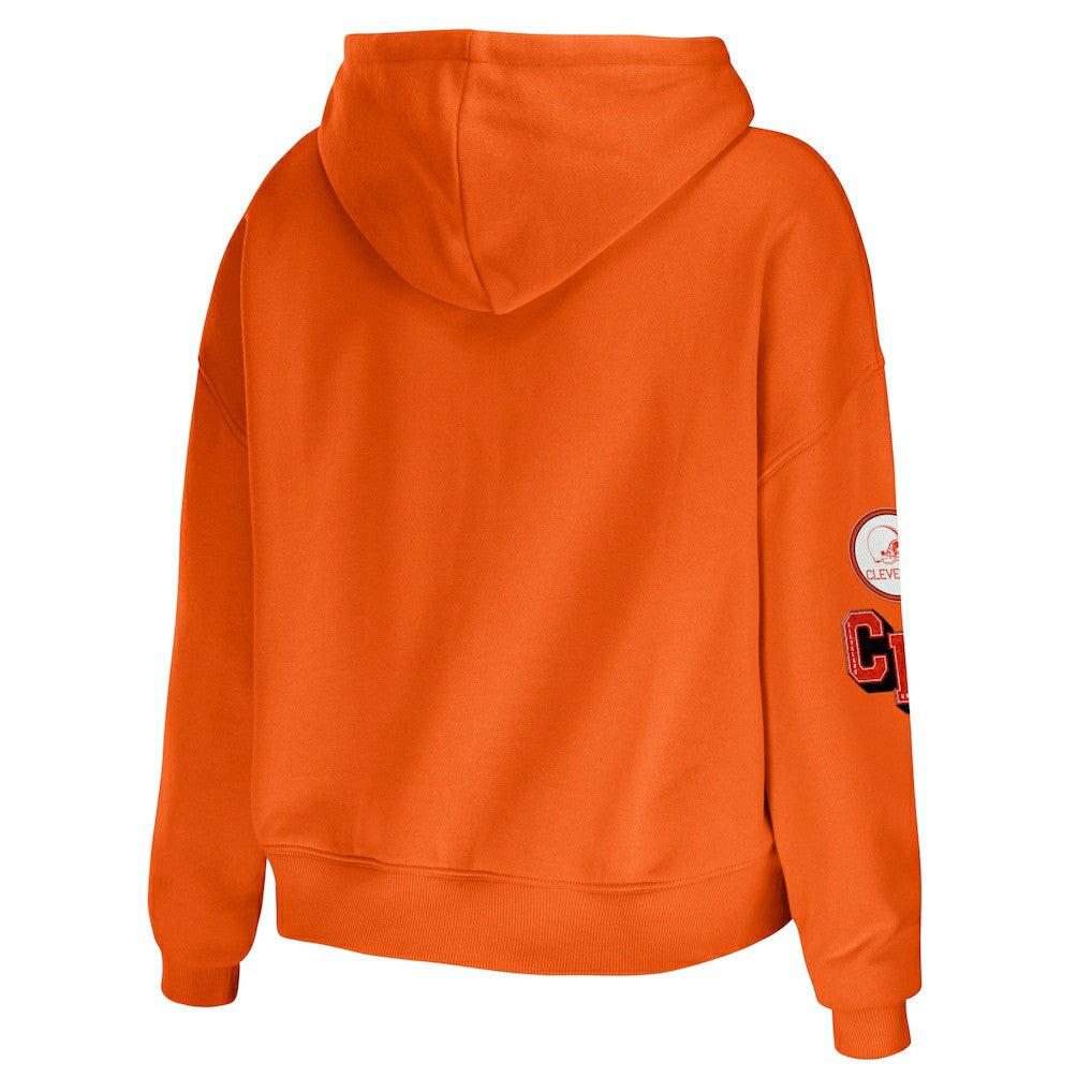 Cleveland Browns WEAR by Erin Andrews Women's Modest Cropped Pullover Hoodie - Orange sale