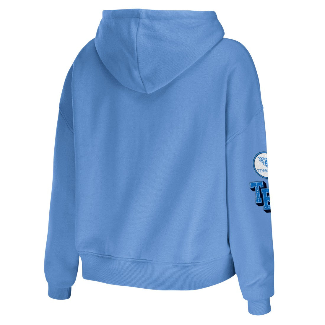 Tennessee Titans WEAR by Erin Andrews Women's Modest Cropped Pullover Hoodie - Light Blue for sale