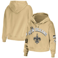 New Orleans Saints WEAR by Erin Andrews Women's Plus Size Modest Cropped Pullover Hoodie - Gold discount