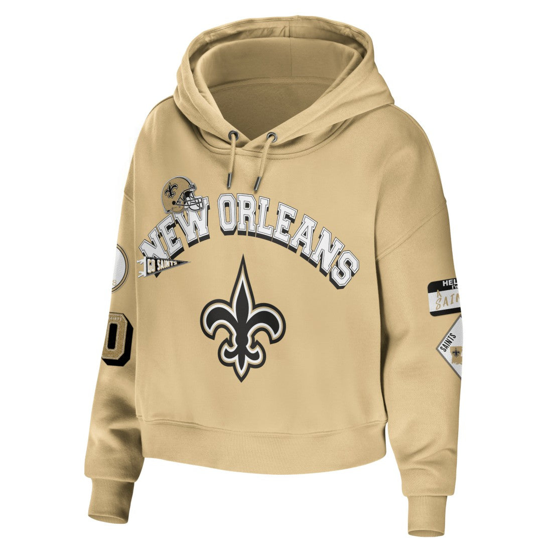 New Orleans Saints WEAR by Erin Andrews Women's Plus Size Modest Cropped Pullover Hoodie - Gold discount