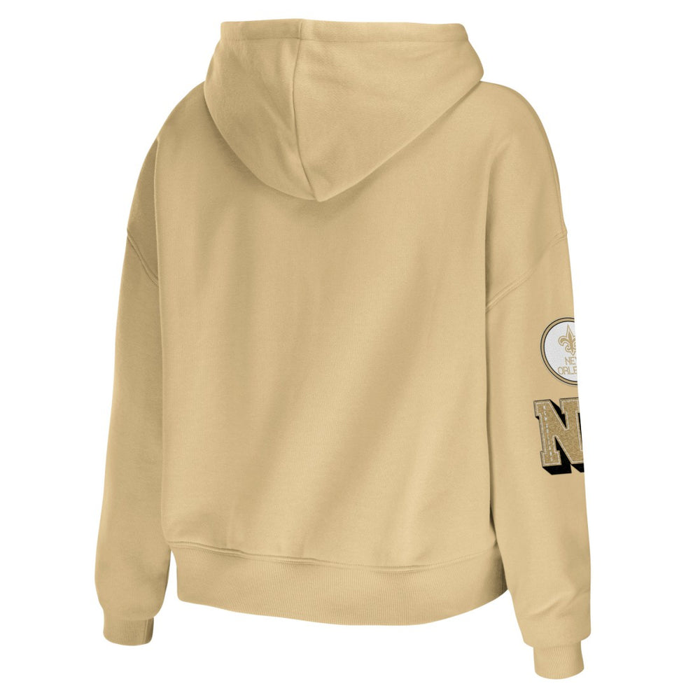 New Orleans Saints WEAR by Erin Andrews Women's Plus Size Modest Cropped Pullover Hoodie - Gold discount