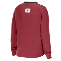 Arizona Cardinals WEAR by Erin Andrews Women's Waffle Henley Long Sleeve T-Shirt - Cardinal cheap