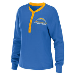 Los Angeles Chargers WEAR by Erin Andrews Women's Waffle Henley Long Sleeve T-Shirt - Powder Blue outlet