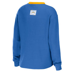 Los Angeles Chargers WEAR by Erin Andrews Women's Waffle Henley Long Sleeve T-Shirt - Powder Blue outlet