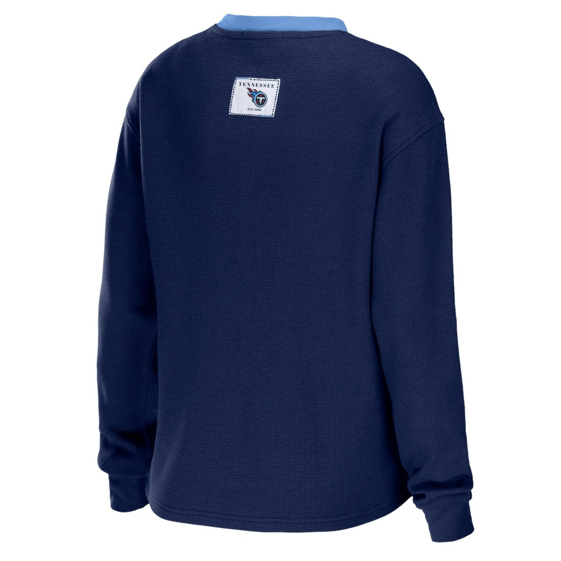 Tennessee Titans WEAR by Erin Andrews Women's Waffle Henley Long Sleeve T-Shirt - Navy online