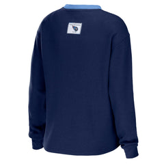 Tennessee Titans WEAR by Erin Andrews Women's Waffle Henley Long Sleeve T-Shirt - Navy online