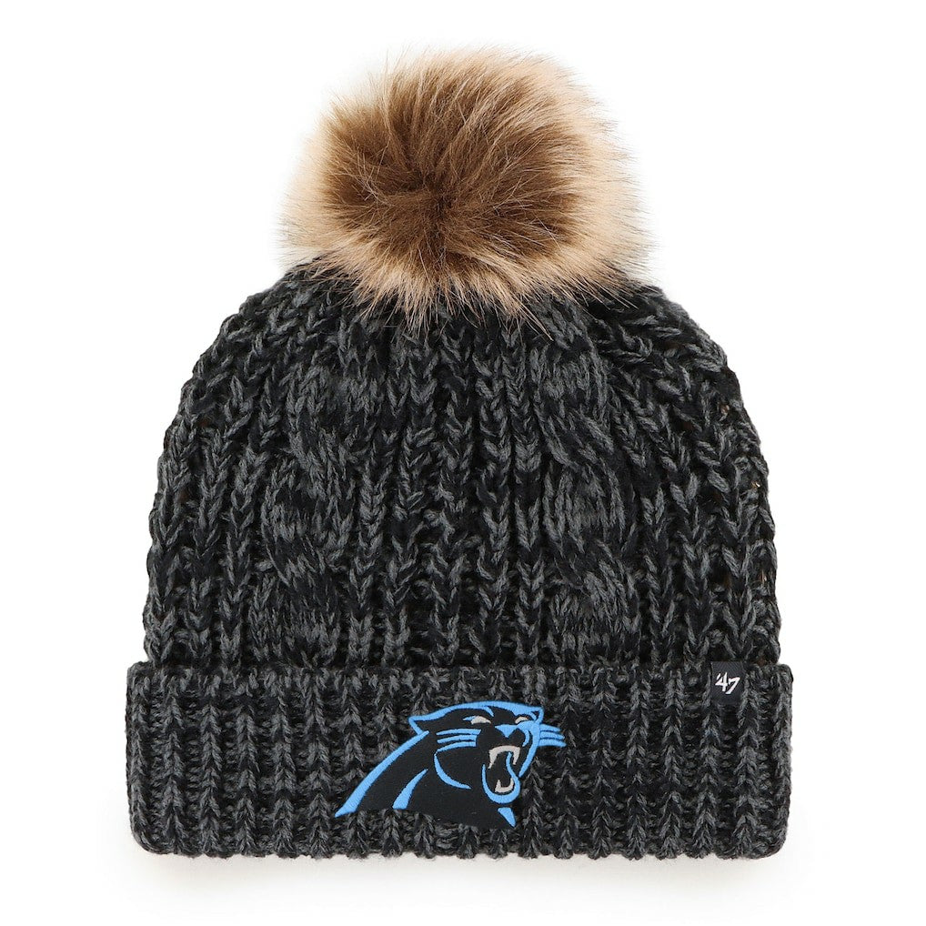 Carolina Panthers '47 Women's Meeko Cuffed Knit Hat with Pom - Black for sale