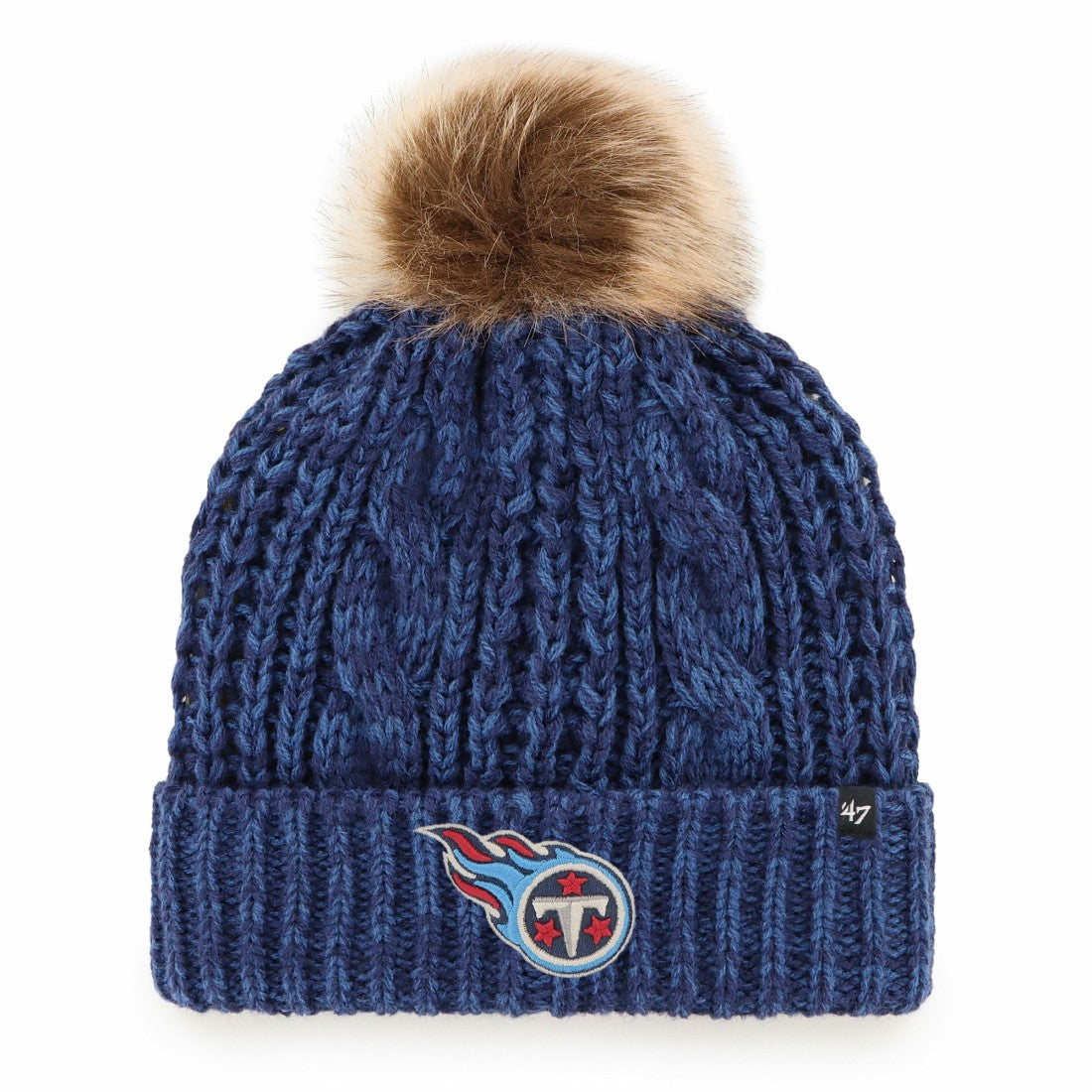 Tennessee Titans '47 Women's Meeko Cuffed Knit Hat with Pom - Navy on sale