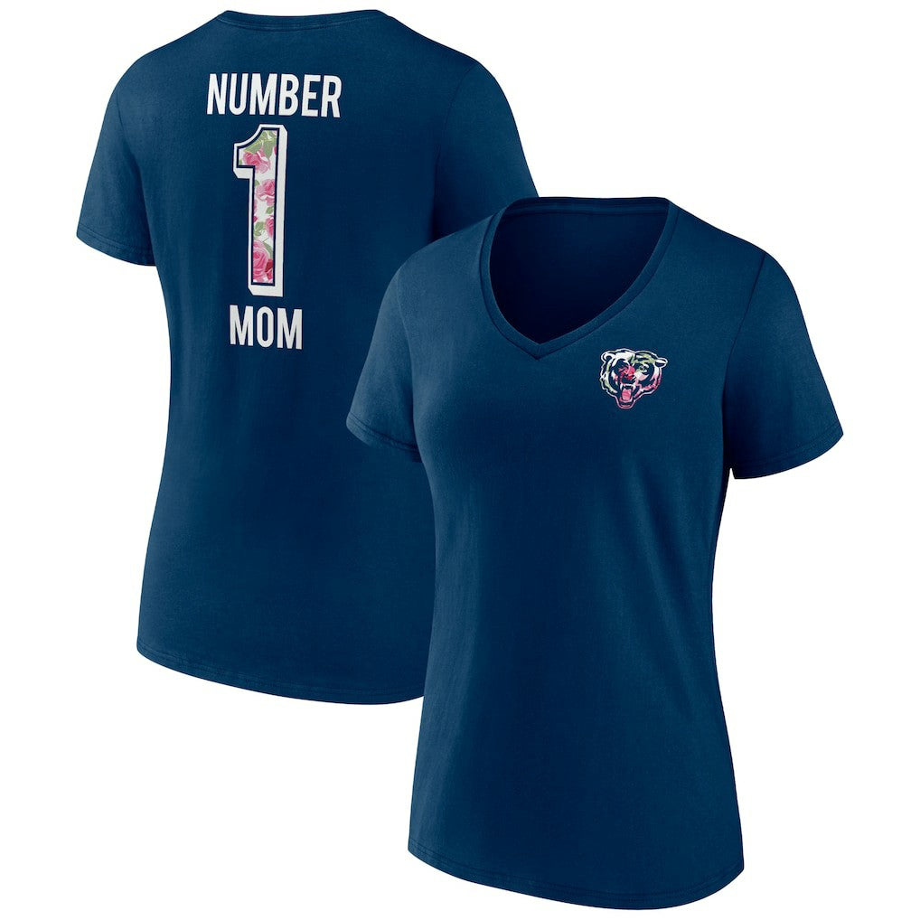 Chicago Bears Women's Plus Size Mother's Day #1 Mom V-Neck T-Shirt - Navy discount