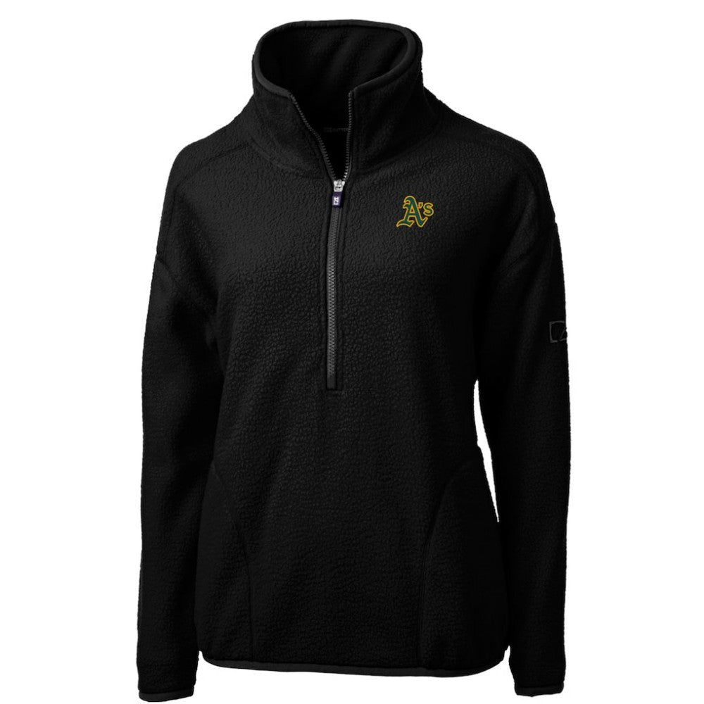 Athletics Cutter & Buck Women's Cascade Eco Sherpa Fleece Quarter-Zip Pullover Jacket Black