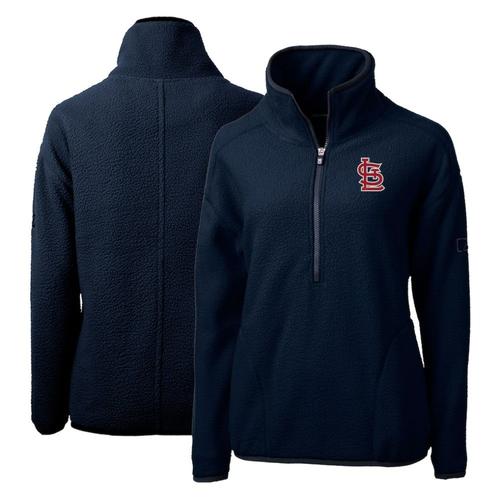 St. Louis Cardinals Cutter & Buck Women's Cascade Eco Sherpa Fleece Quarter-Zip Pullover Jacket Navy