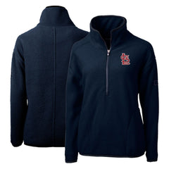 St. Louis Cardinals Cutter & Buck Women's Cascade Eco Sherpa Fleece Quarter-Zip Pullover Jacket Navy