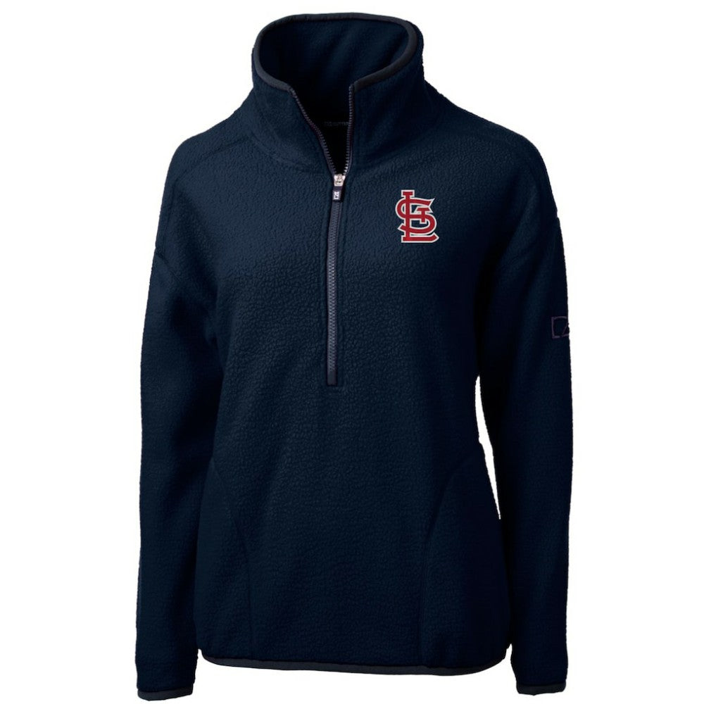 St. Louis Cardinals Cutter & Buck Women's Cascade Eco Sherpa Fleece Quarter-Zip Pullover Jacket Navy