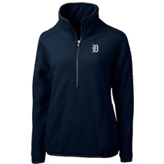 Detroit Tigers Cutter & Buck Women's Cascade Eco Sherpa Fleece Quarter-Zip Pullover Jacket Navy