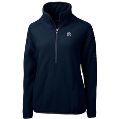 New York Yankees Cutter & Buck Women's Cascade Eco Sherpa Fleece Quarter-Zip Pullover Jacket Navy