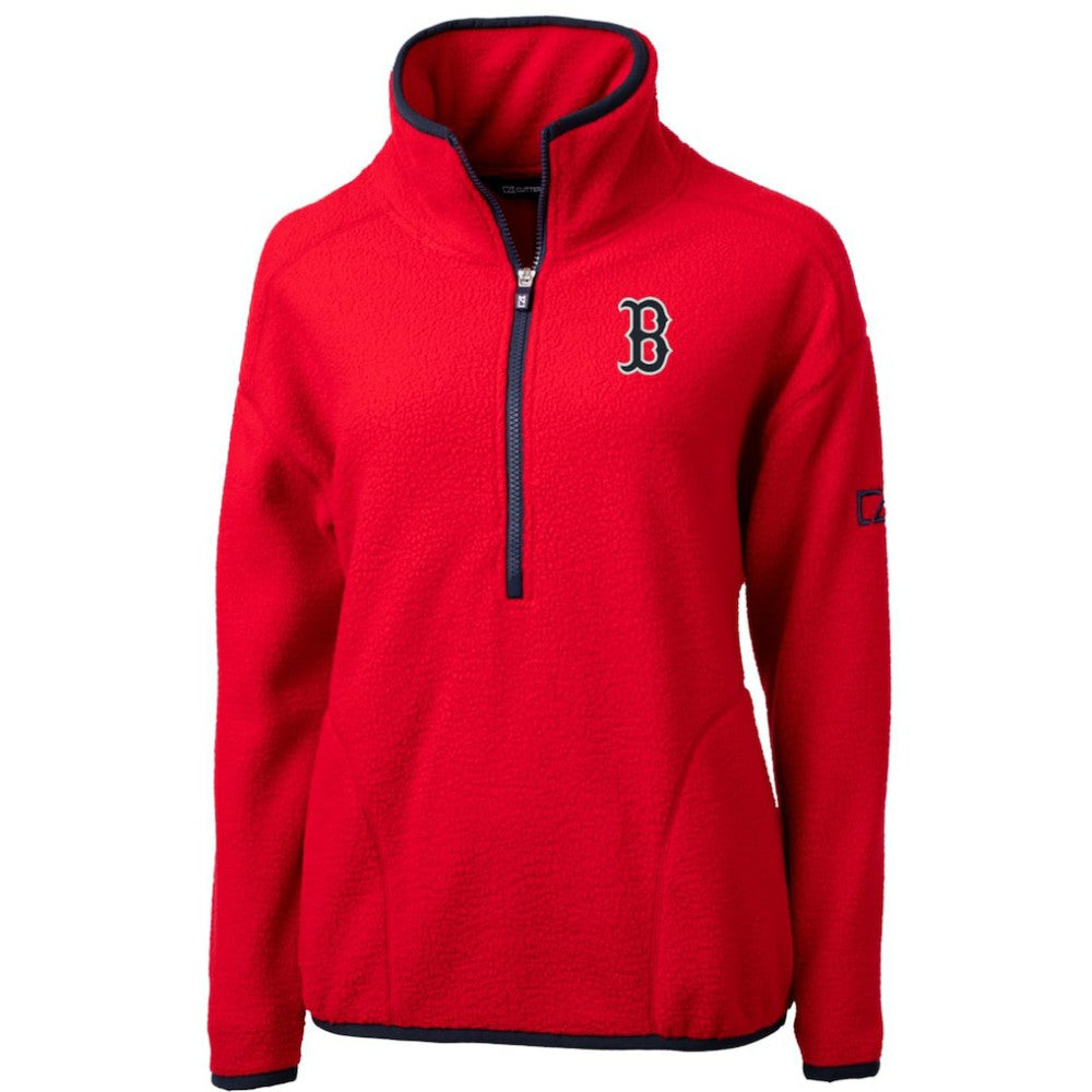 Boston Red Sox Cutter & Buck Women's Cascade Eco Sherpa Fleece Quarter-Zip Pullover Jacket Red