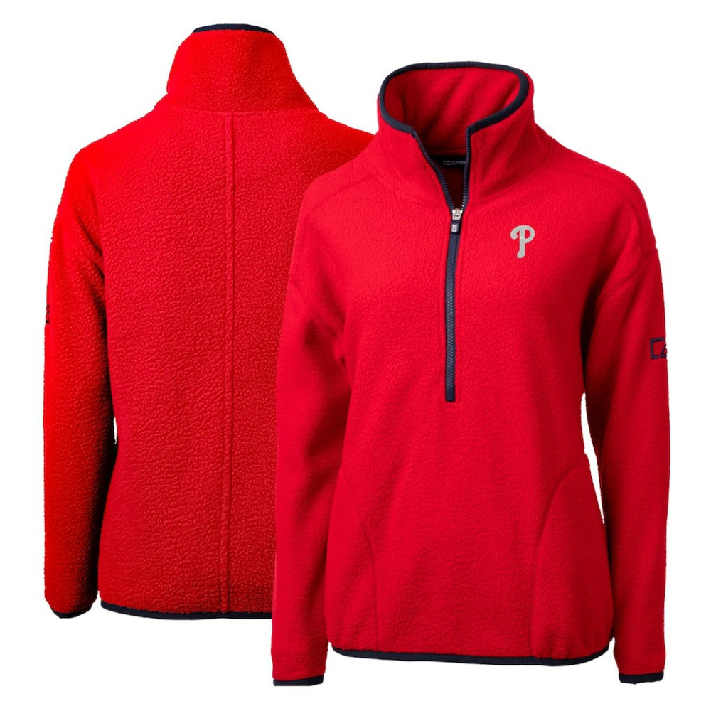 Philadelphia Phillies Cutter & Buck Women's Cascade Eco Sherpa Fleece Quarter-Zip Pullover Jacket Red