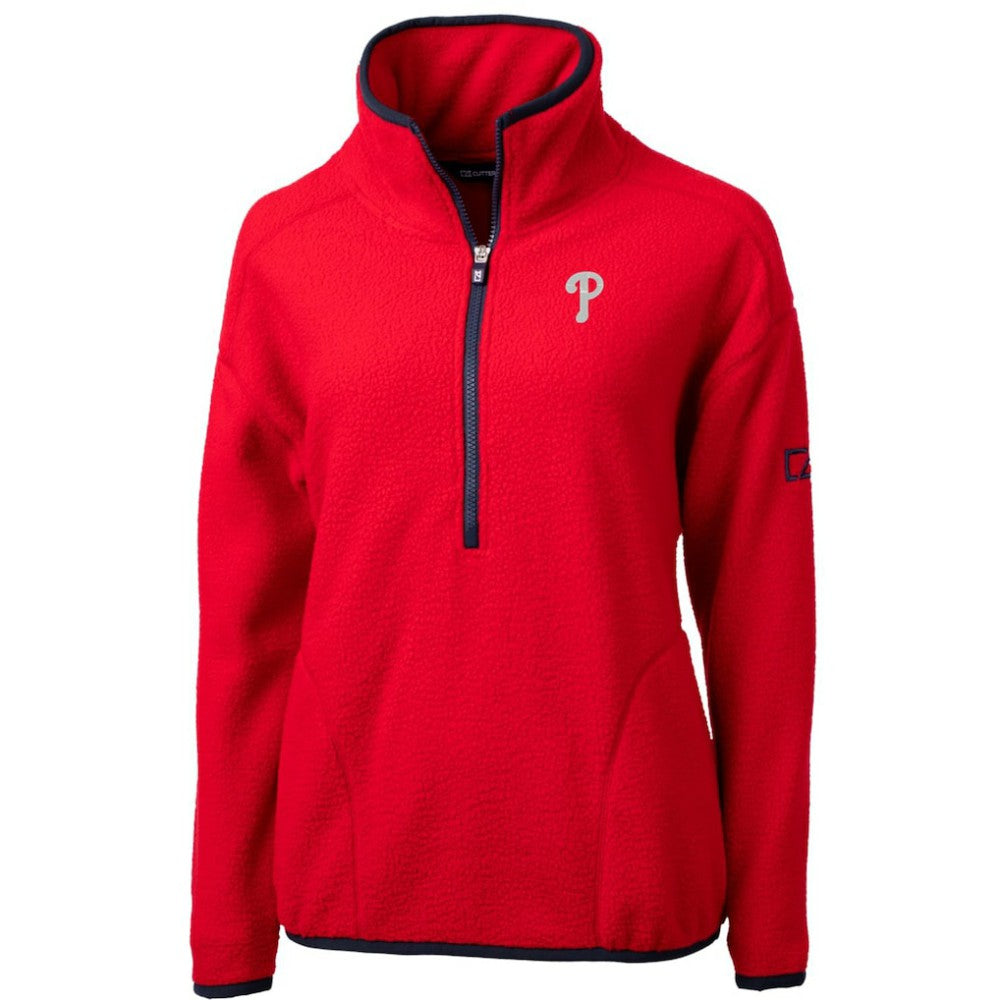 Philadelphia Phillies Cutter & Buck Women's Cascade Eco Sherpa Fleece Quarter-Zip Pullover Jacket Red