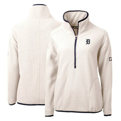 Detroit Tigers Cutter & Buck Women's Cascade Eco Sherpa Fleece Quarter-Zip Pullover Jacket White/Navy