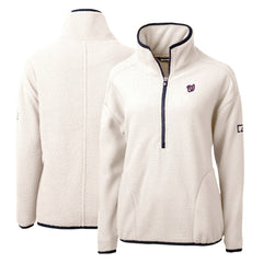 Washington Nationals Cutter & Buck Women's Cascade Eco Sherpa Fleece Quarter-Zip Pullover Jacket White/Navy