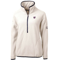 Washington Nationals Cutter & Buck Women's Cascade Eco Sherpa Fleece Quarter-Zip Pullover Jacket White/Navy