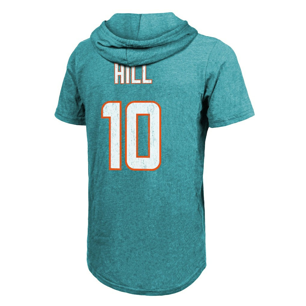Tyreek Hill Miami Dolphins Majestic Threads Player Name & Number Short Sleeve Hoodie T-Shirt - Aqua on sale
