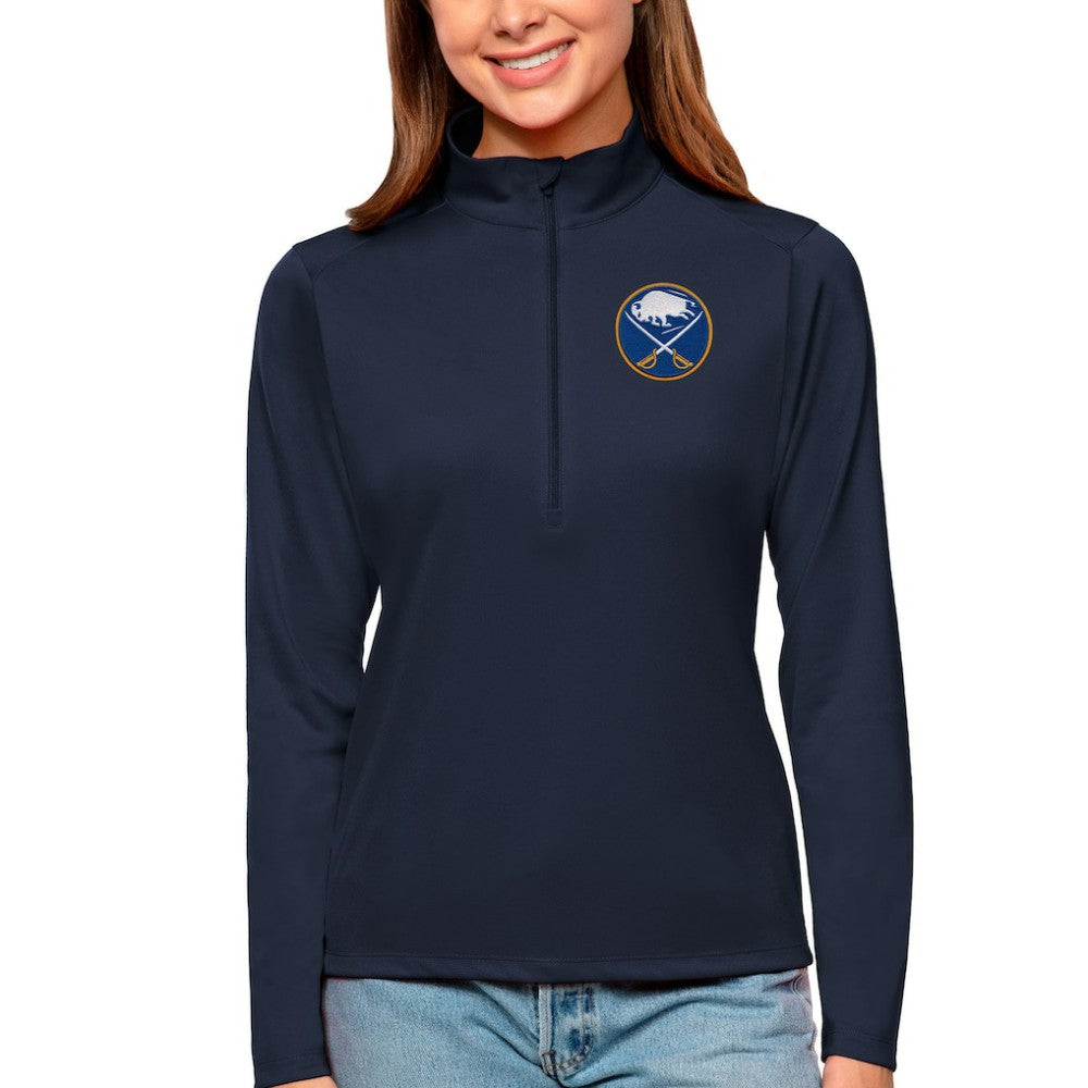 Buffalo Sabres Antigua Women's Tribute Quarter-Zip Pullover Top - Navy Pullover