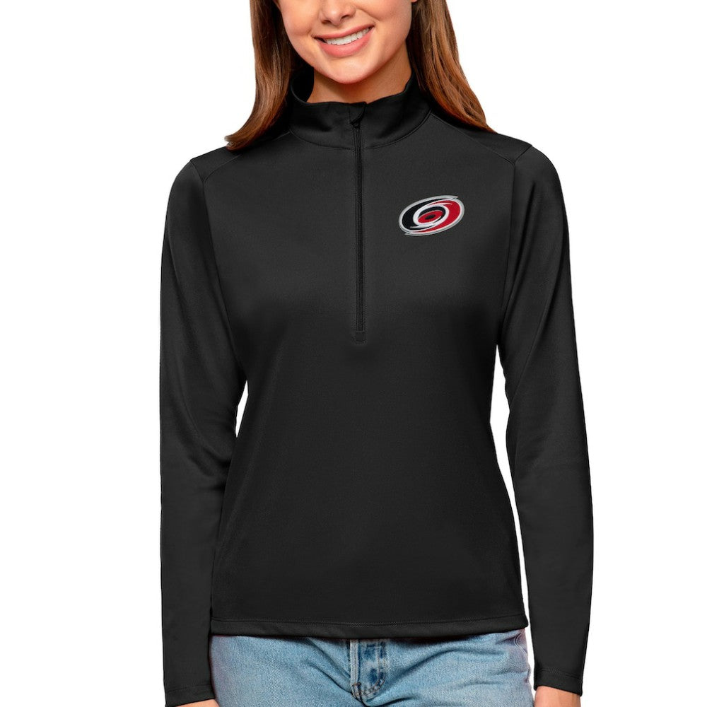 Carolina Hurricanes Antigua Women's Tribute Quarter-Zip Pullover Top - Black Pullover