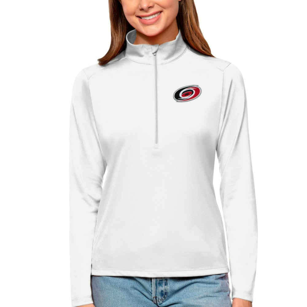 Carolina Hurricanes Antigua Women's Tribute Quarter-Zip Pullover Top - White Pullover