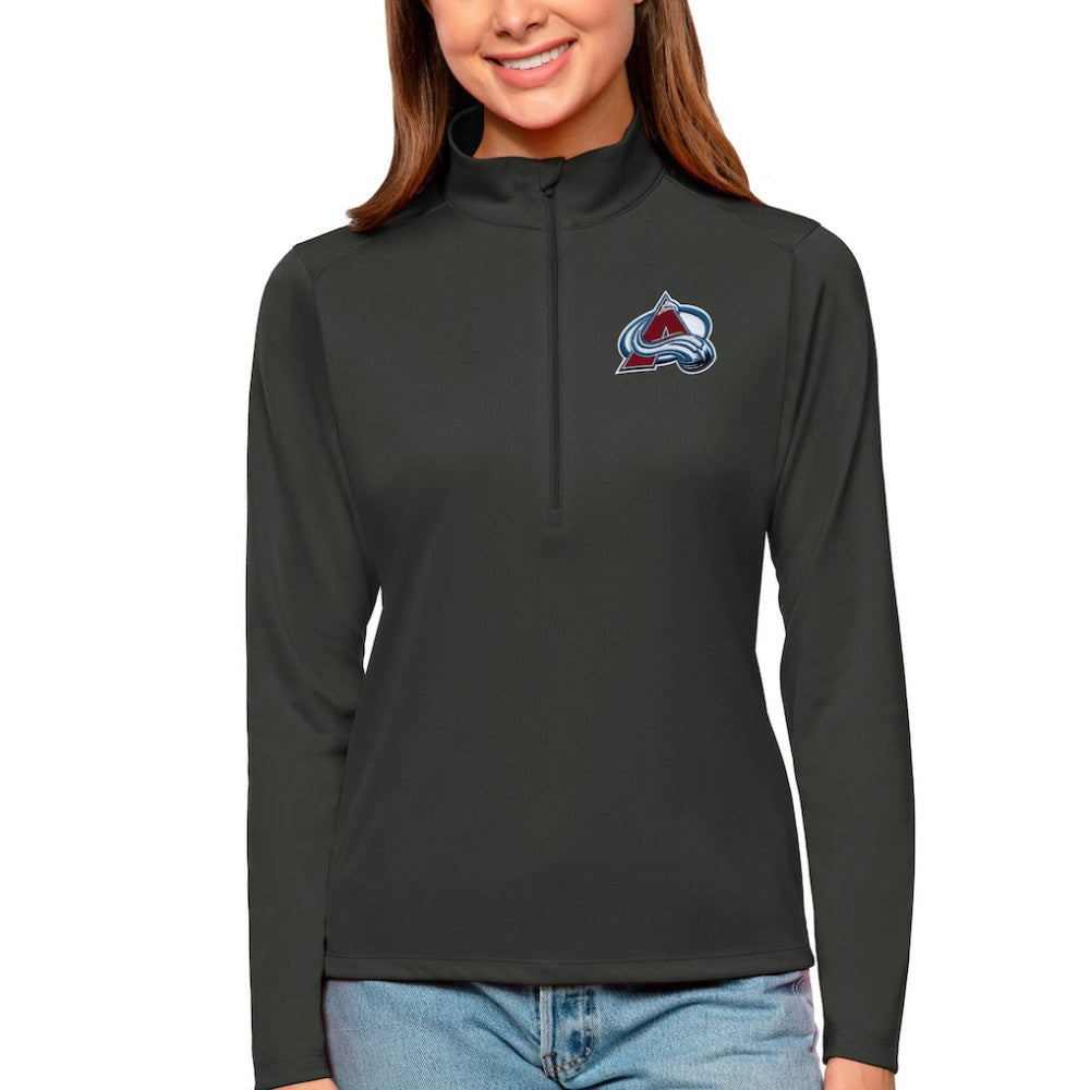 Colorado Avalanche Antigua Women's Tribute Quarter-Zip Pullover Top - Charcoal Pullover