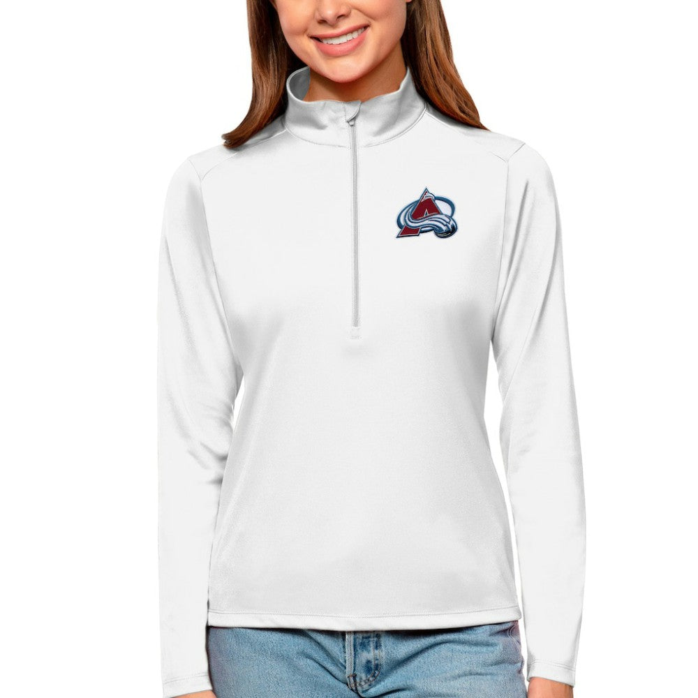 Colorado Avalanche Antigua Women's Tribute Quarter-Zip Pullover Top - White Pullover