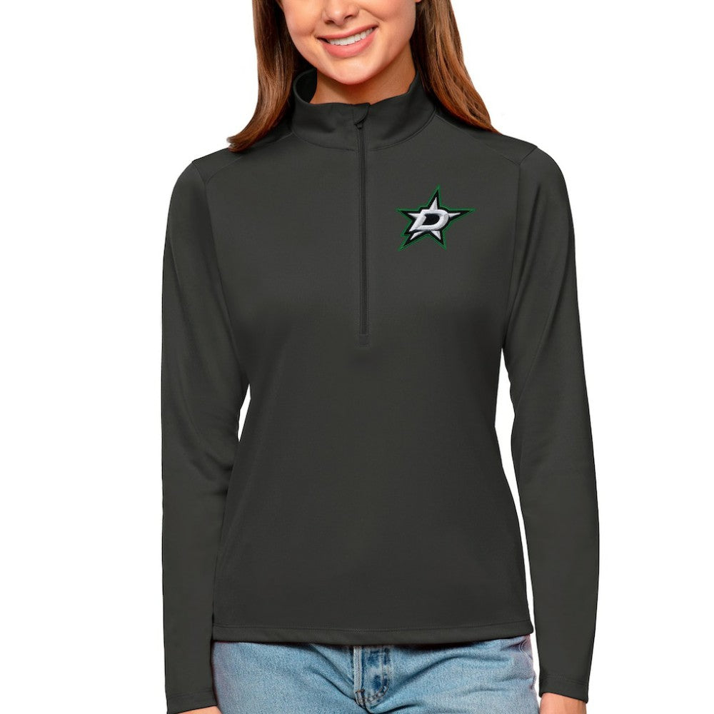 Dallas Stars Antigua Women's Tribute Quarter-Zip Pullover Top - Charcoal Pullover