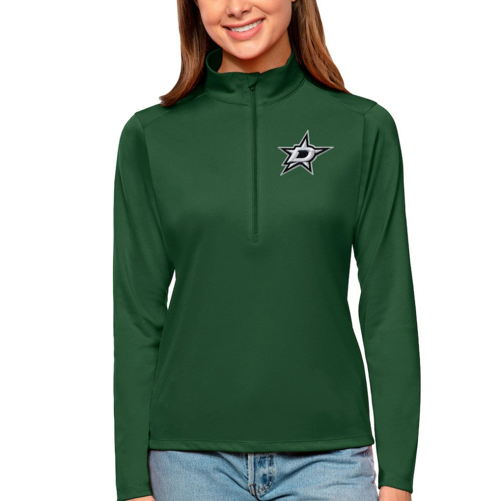Dallas Stars Antigua Women's Tribute Quarter-Zip Pullover Top - Forest Green Pullover