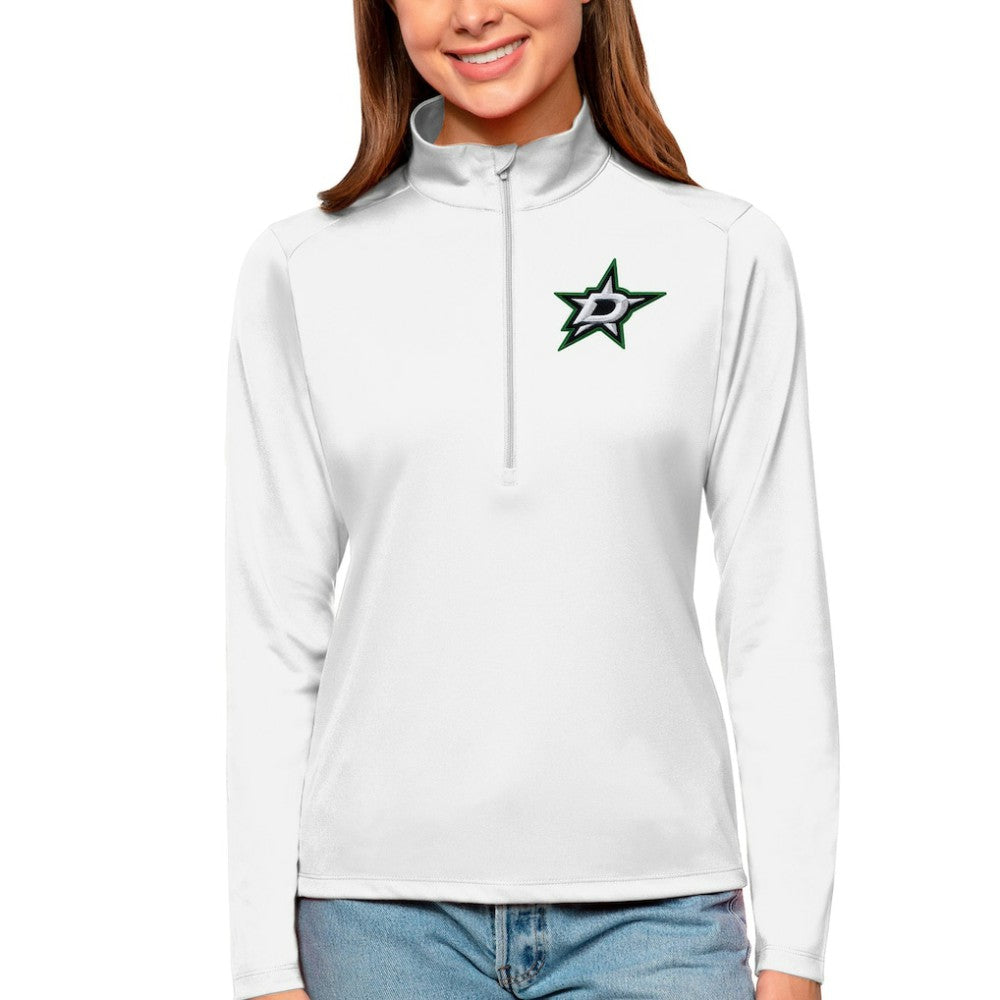 Dallas Stars Antigua Women's Tribute Quarter-Zip Pullover Top - White Pullover