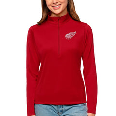 Detroit Red Wings Antigua Women's Tribute Quarter-Zip Pullover Top - Red Pullover